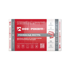 Утеплитель Rockwool Рокфасад Д Экстра 100х600х1000мм (3шт/уп. 1,8м2 0,18м3)