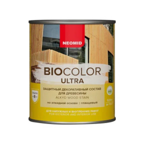 Защитный декоративный состав для древесины Неомид BiO Color Ultra 0,9 л Белый1