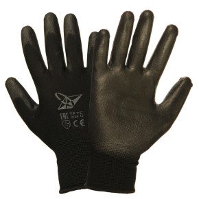 Перчатки нейлоновые с полиуретановым покрытием SKT002 (Размер 8) черные