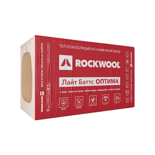 Утеплитель Rockwool Лайт Баттс Оптима 50х600х1000мм (6м2 0,3м3)