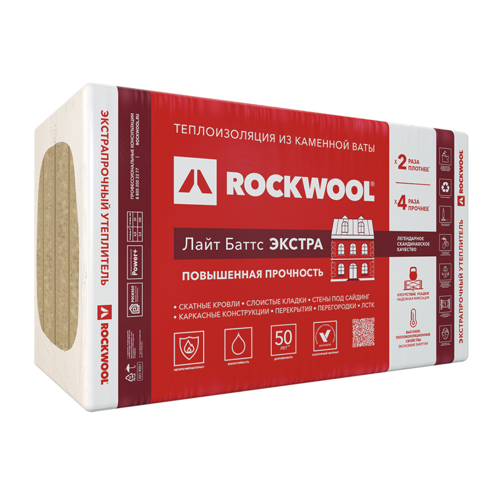 Утеплитель Rockwool Лайт Баттс Экстра 100х600х1000мм (2,4м2)