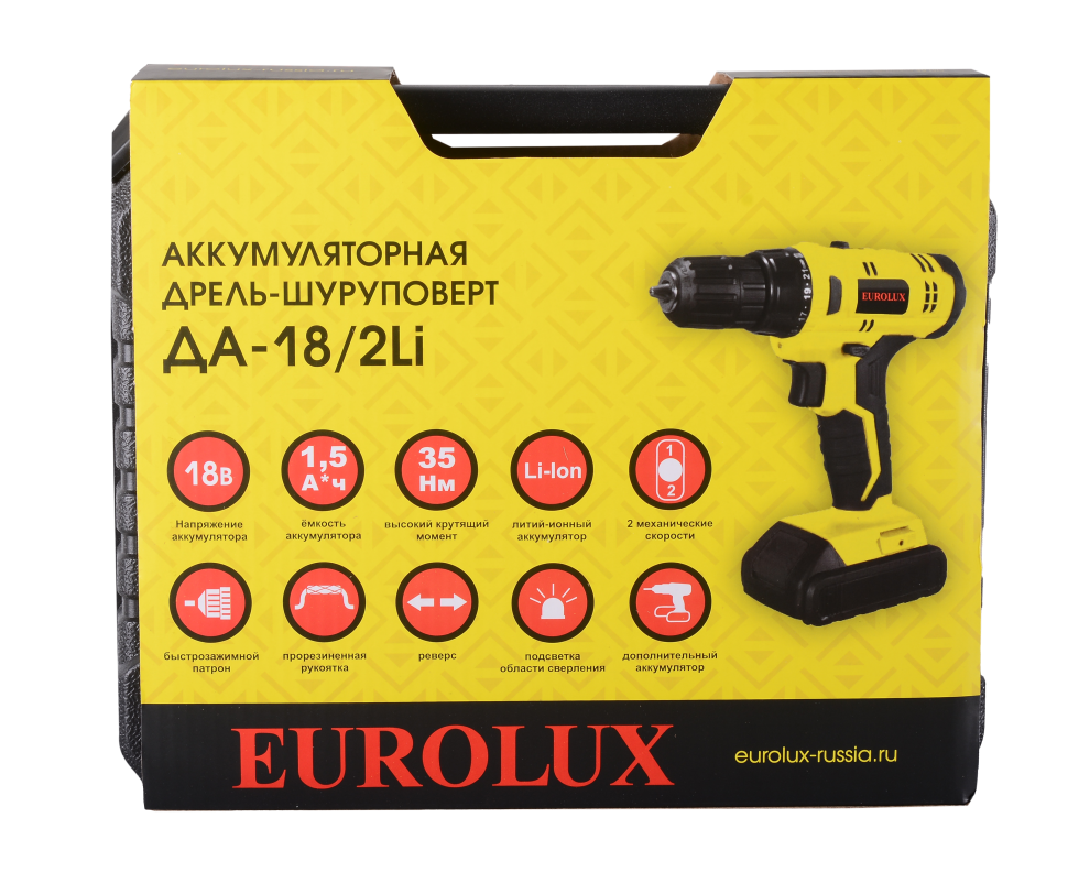 Дрель-шуруповерт аккумуляторная Eurolux ДА-18/2Li