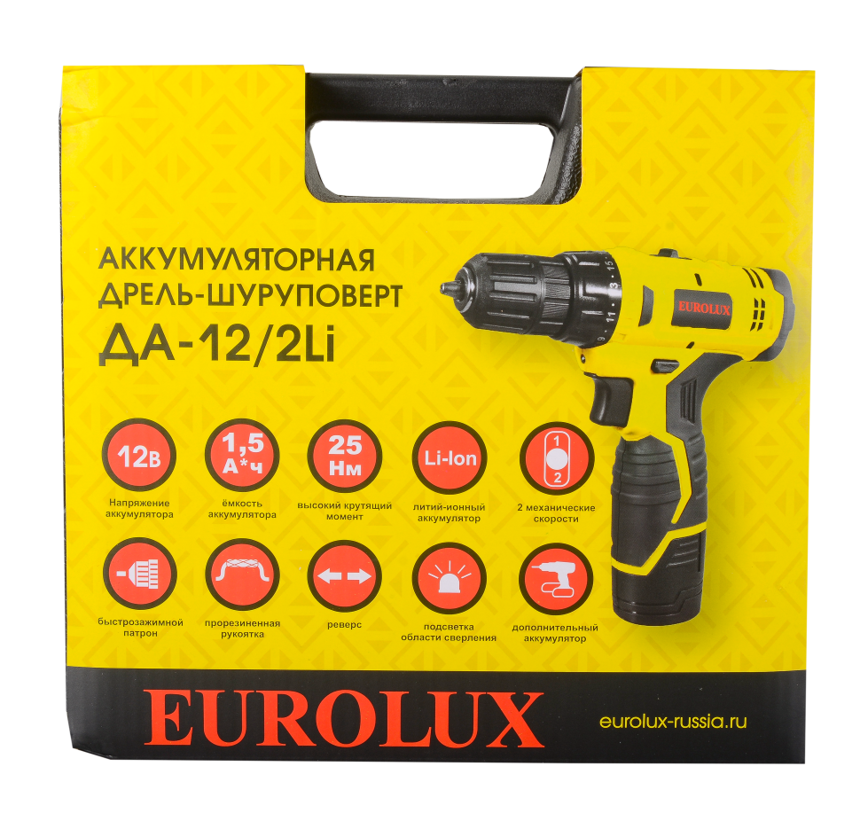 Дрель-шуруповерт аккумуляторная Eurolux ДА-12/2Li