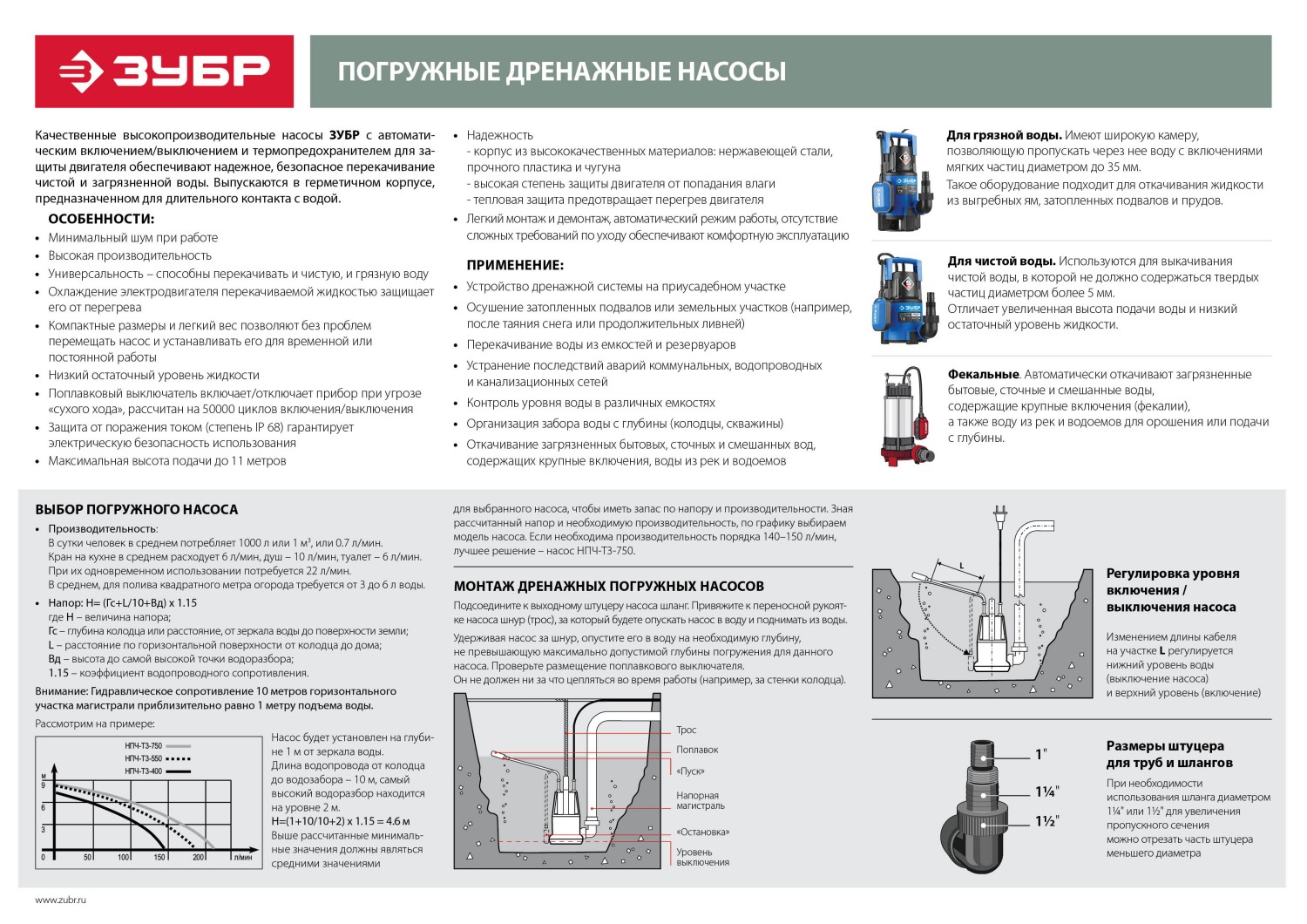 Поверхностный (садовый) центробежный насос ЗУБР 600 Вт, Профессионал (НС-Т3-600)