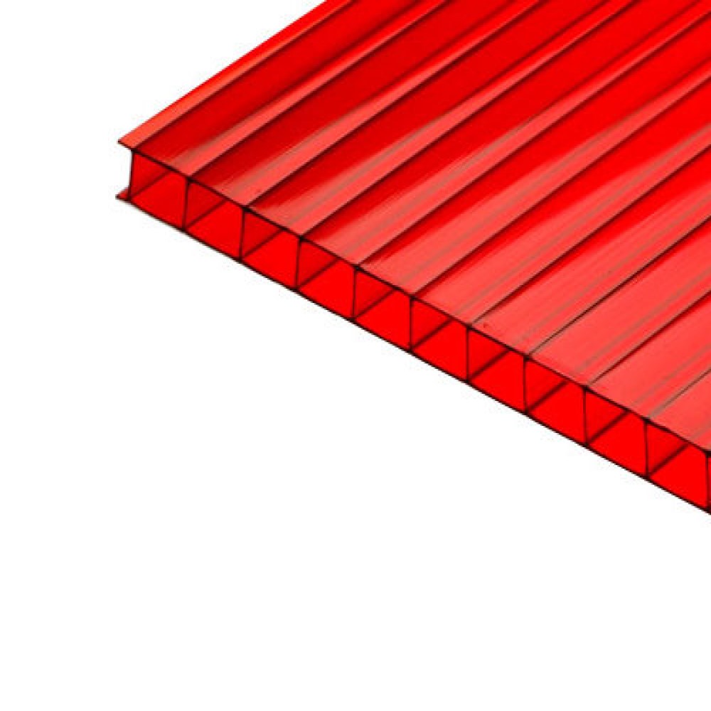 Сотовый поликарбонат СОТАЛЮКС 4мм 2100х12000мм Красный 0,48