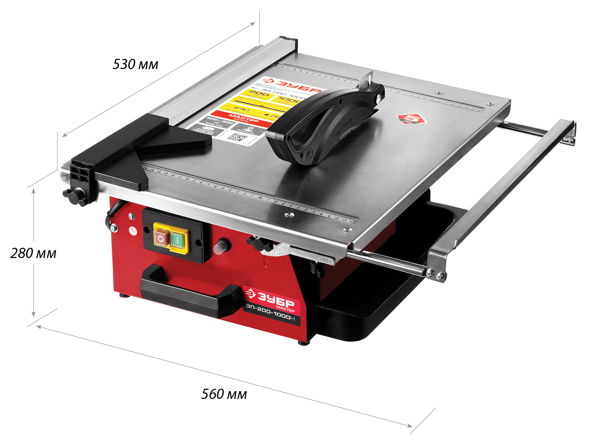Настольный электрический плиткорез ЗУБР d 200 мм, 1000 Вт (ЭП-200-1000Н)
